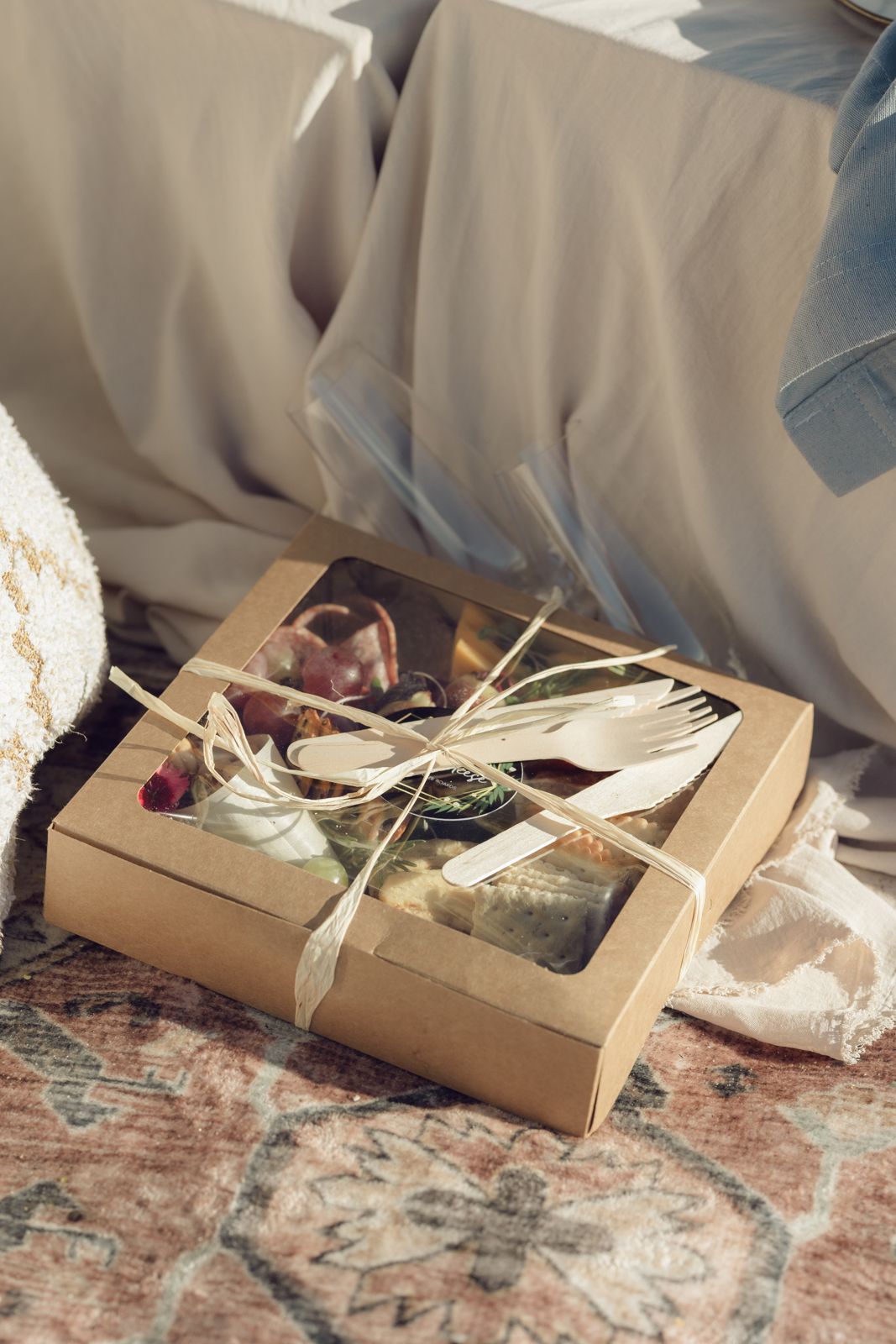 Picnic box tied with ribbon